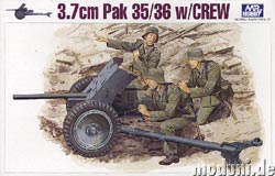 GUNZE  G-746 1/35 WW II德軍3.7cm PAK-35/36反坦克砲帶射擊人形組