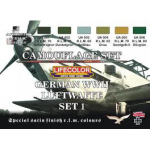 LIFECOLOR CS-06 迷彩系列--WW II德國.空軍 飛機用色SET.1迷彩色套漆組