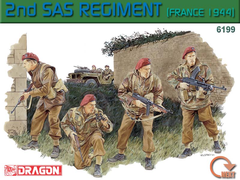 DRAGON 6199 1/35 WW II英國.陸軍 1944年法國戰役SAS部隊第2團人形組