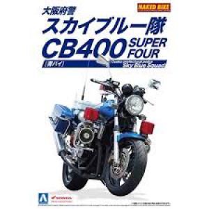 AOSHIMA 011928 1/12 本田機車 CB-400 SUPER FOUR摩托車/大阪府警sky blue squad隊