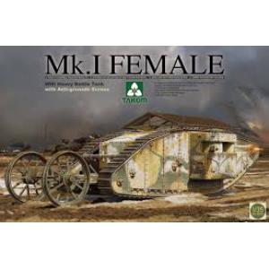TAKOM 2033 1/35 WW I英國.陸軍 '馬克'MK.1雌性重型帶反手榴彈屛幕坦克