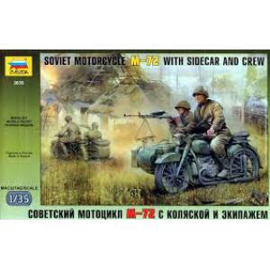 ZVEZDA 3639 1/35 WW II蘇聯.陸軍 M-72軍用帶邊車摩托車與人物