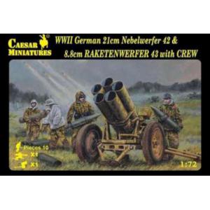 CAESAR MINIATURES H-093 1/72 WW II德國.陸軍 42式21公分多管火箭砲 & 43式8.8公分無座力炮帶操作人物