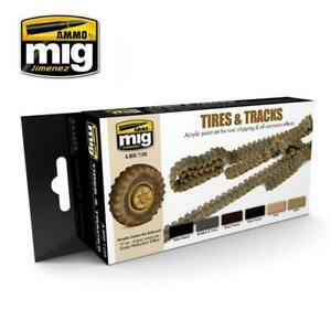 A.MIG-7105 壓克力塗料組--輪胎及履帶生鏽/碎裂/腐蝕效果 TIRES & TRACKS ACRYLIC PAINT SET 