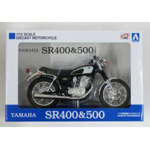 AOSHIMA 105856 1/12 完成品--山葉機車 SR-400&500摩托車(黑/白色)