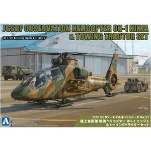 AOSHIMA 01435 1/72 日本.陸上自衛隊 OH-1'忍者'觀測直升機與牽引車