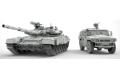 預先訂貨--SYUTAYA/塑雅塔 N-002 1/48 俄羅斯.陸軍 T-90A坦克+GAZ-233014'虎式'輪式裝甲車/2合1