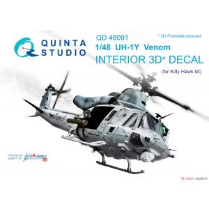團購.QUINTA STUDIO QD48091 1/48 美國.空軍 貝爾公司UH-1Y'毒液'通用直升機機適用立體彩色貼紙