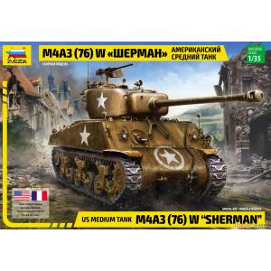 ZVEZDA 3676 1/35 US Medium Tank M4A3 (76)W Sherman